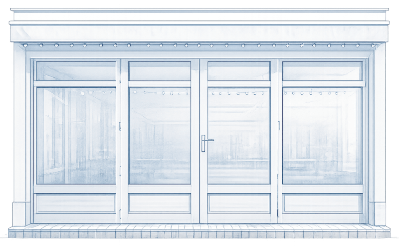 Wooden storefront of a downtown business listed by KDM Menuiserie