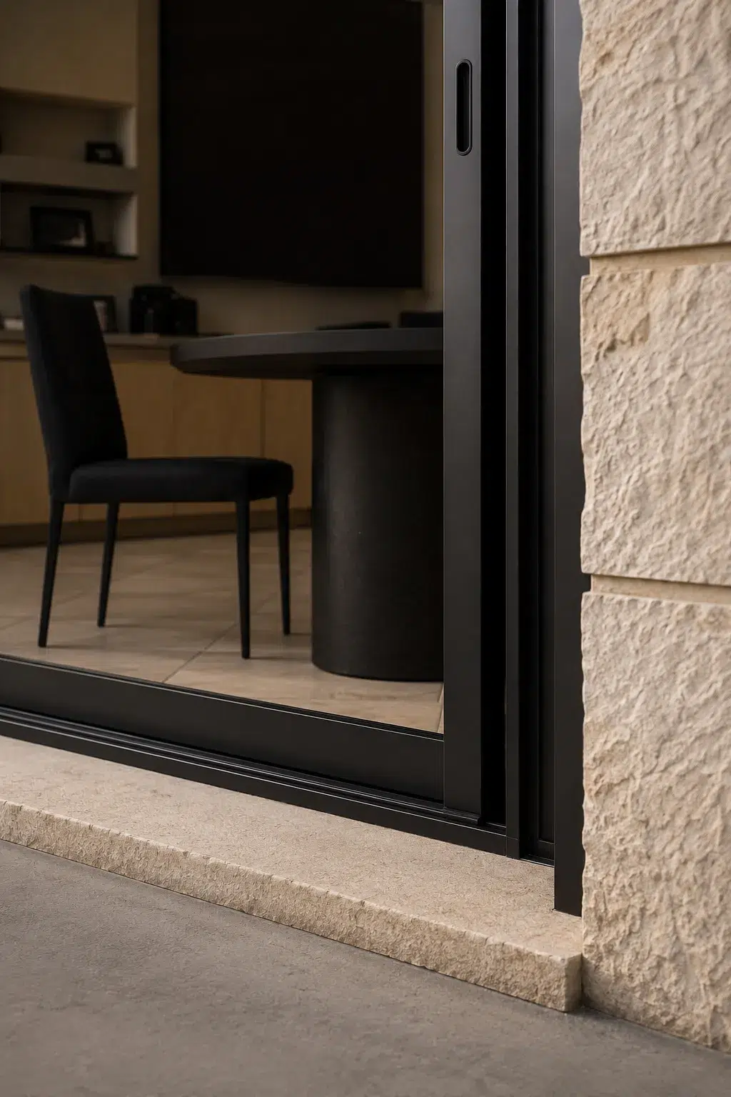 Stone building renovation - Aluminum sliding patio door joinery