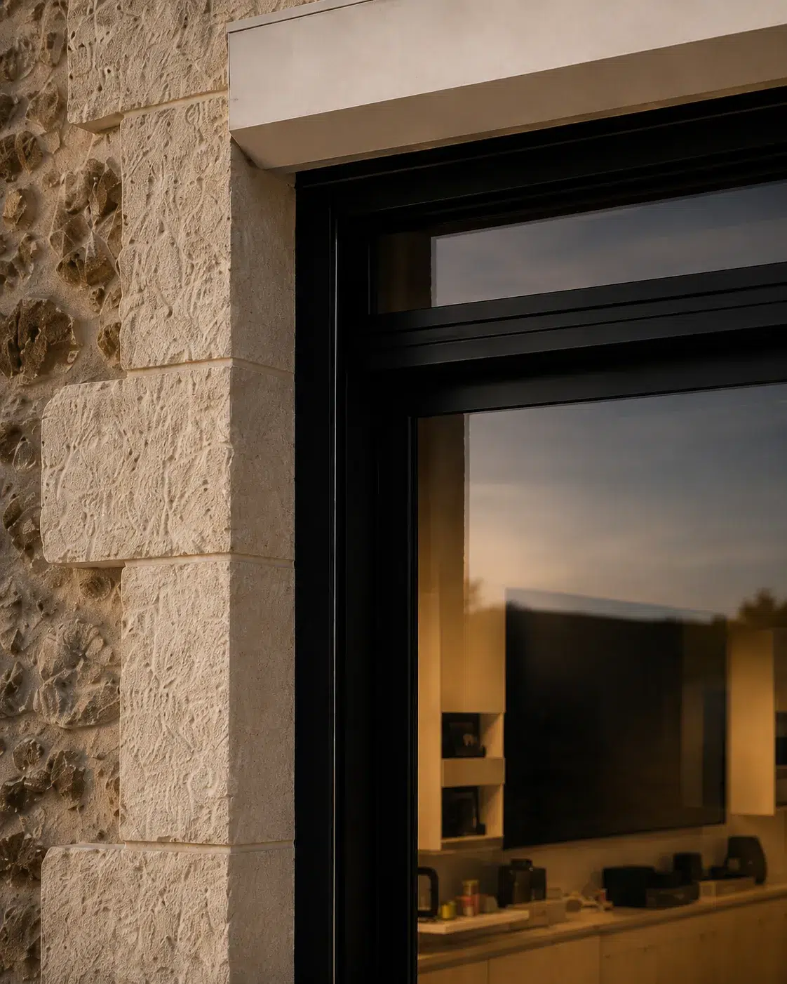 Stone building renovation - Aluminum sliding patio door joinery