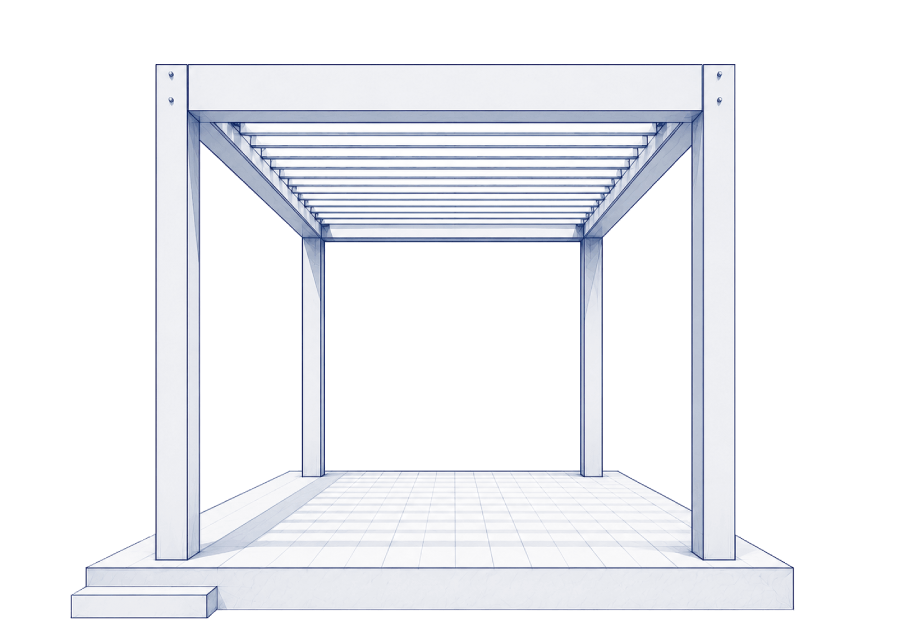 Custom aluminum bioclimatic pergola KDM Menuiserie