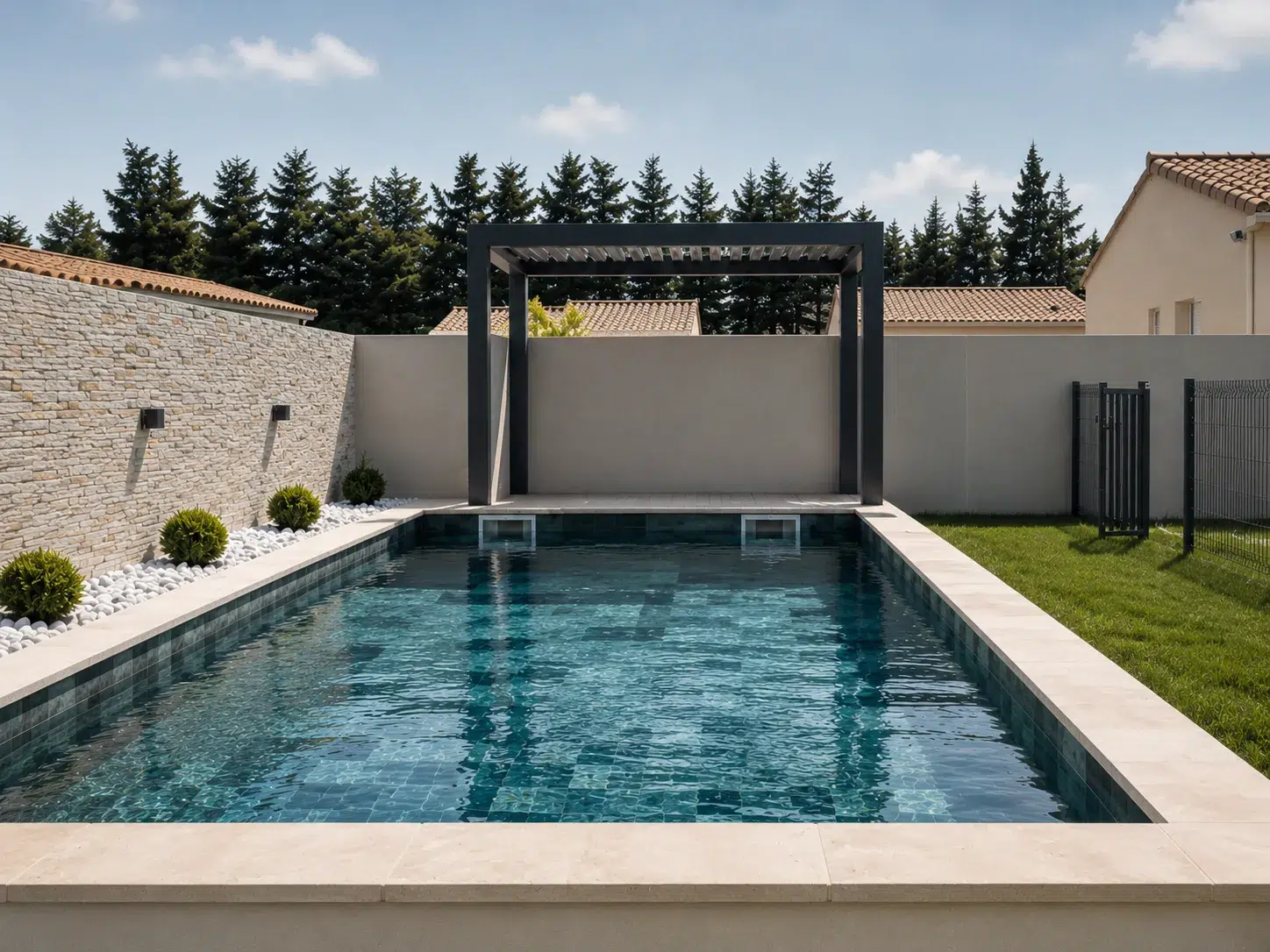 Custom aluminum bioclimatic pergola KDM Menuiserie